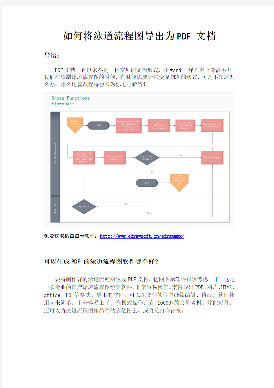 如何将泳道流程图导出为PDF文档