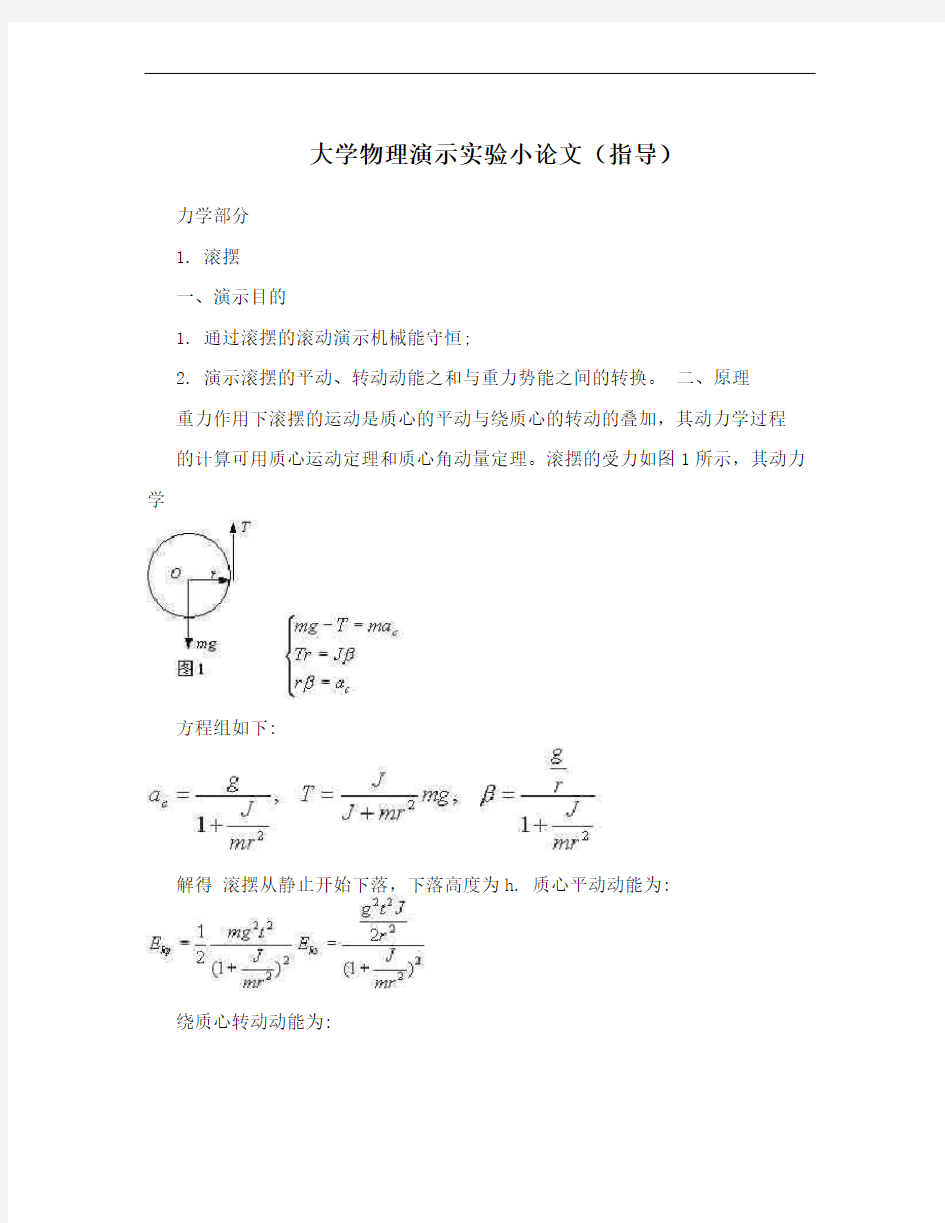 大学物理演示实验小论文(指导)