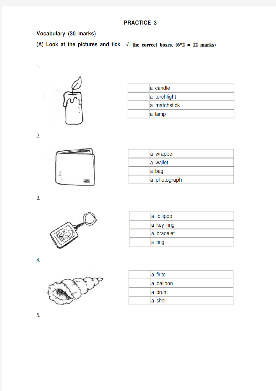 新加坡小学英语试卷一年级PRACTICE 