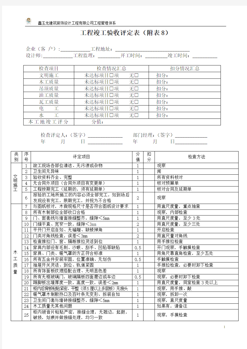 附表8工程竣工验收评定表.doc