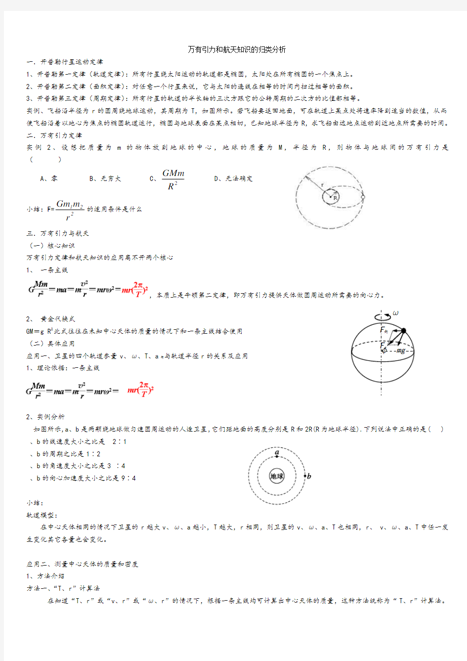 天体运动经典题型分类