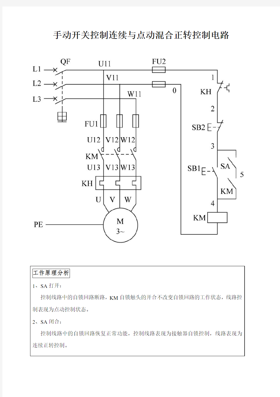 电力拖动控制线路图及原理分析