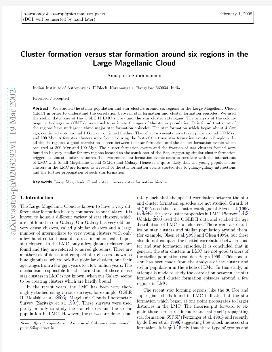 Cluster formation versus star formation around six regions in the Large Magellanic Cloud