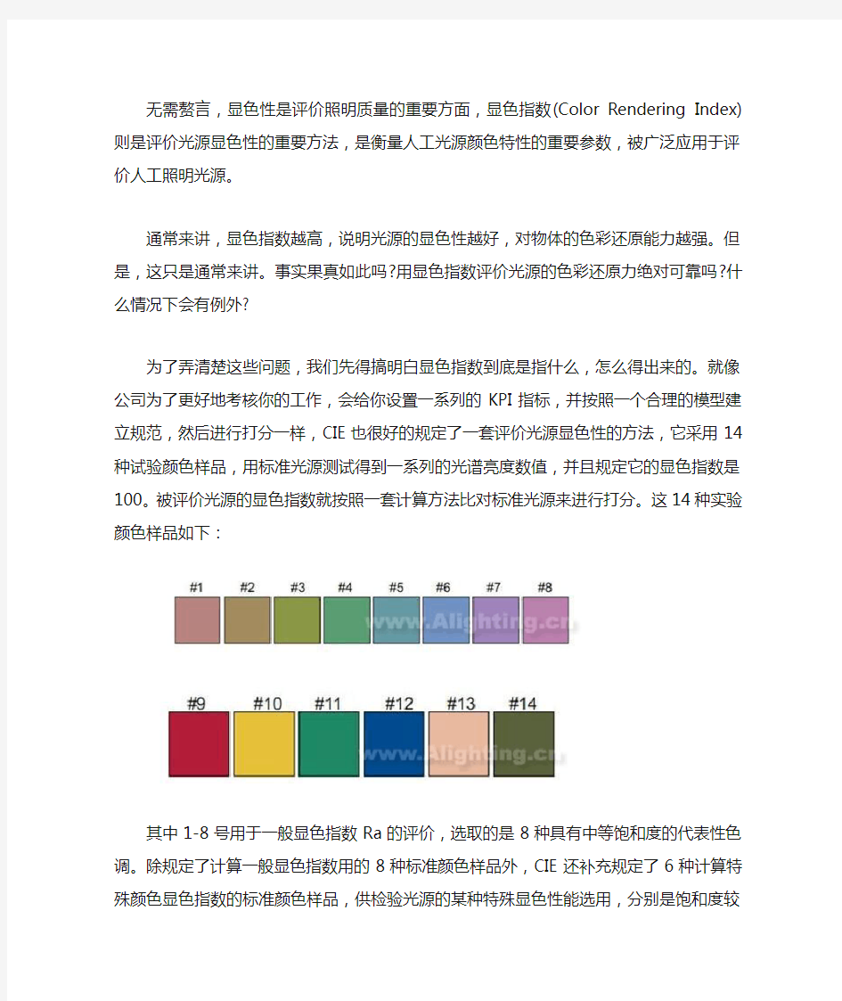 显色指数(Color Rendering Index)