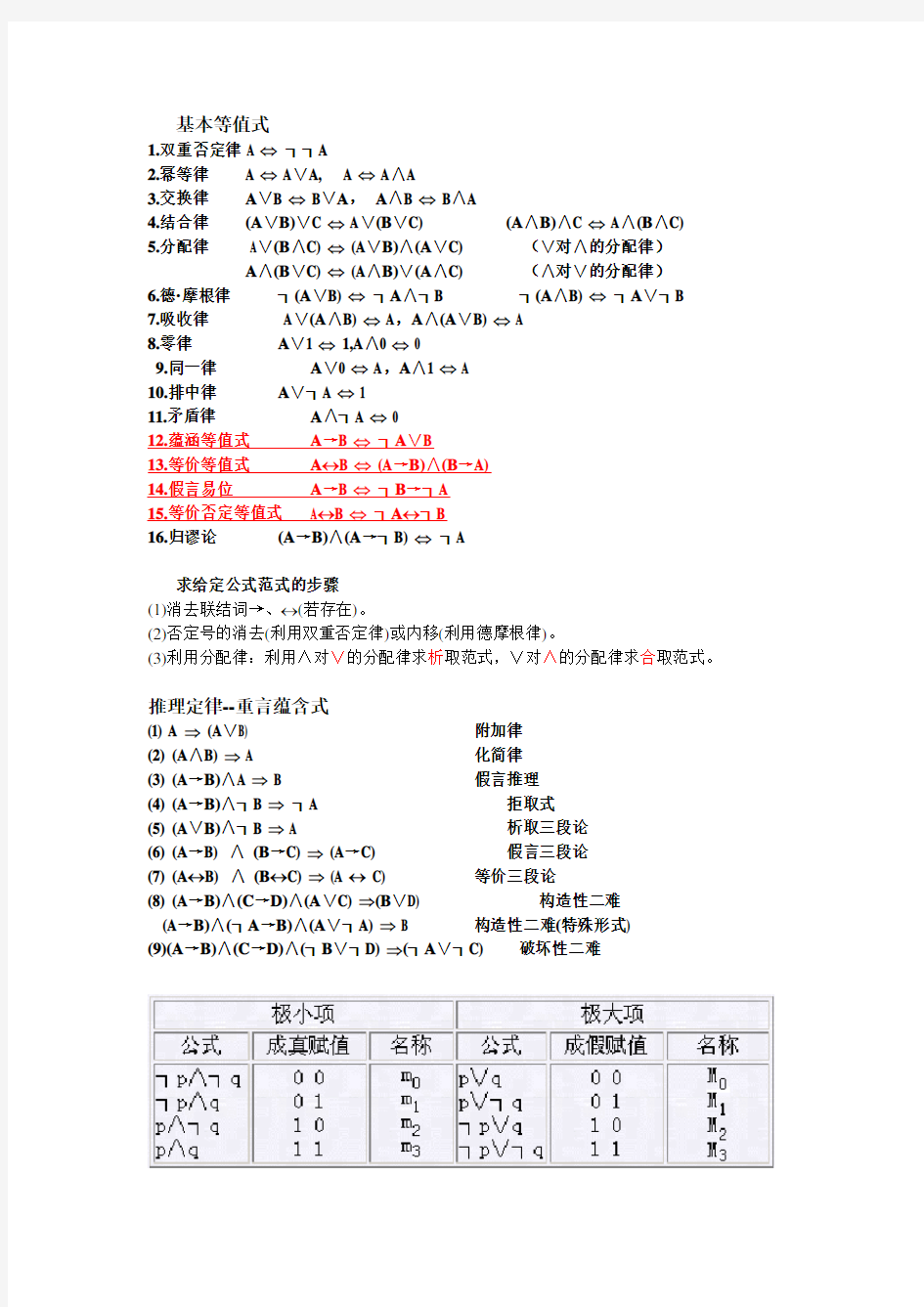 离散数学公式