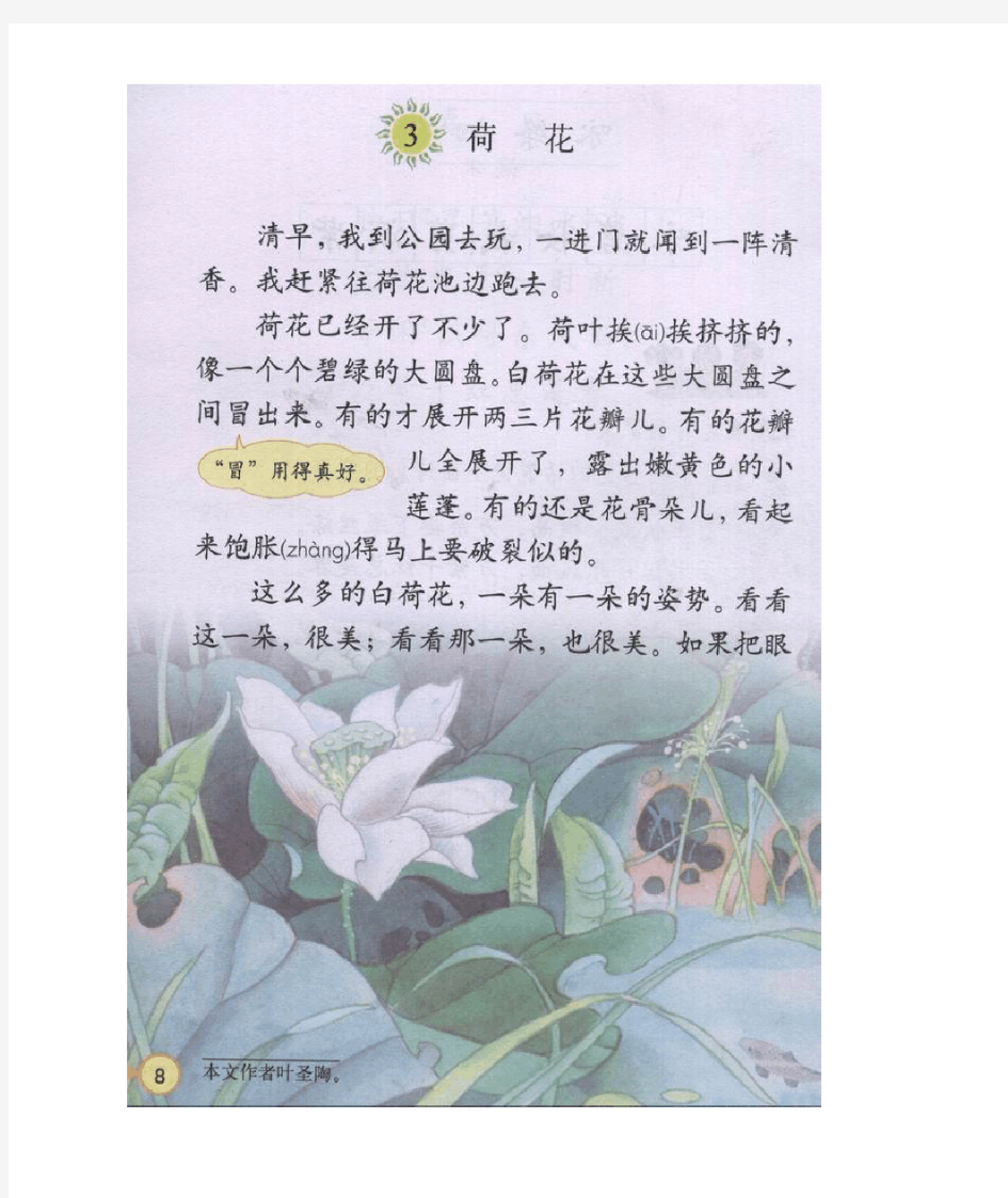 人教版三年级下册语文电子课文《荷花》