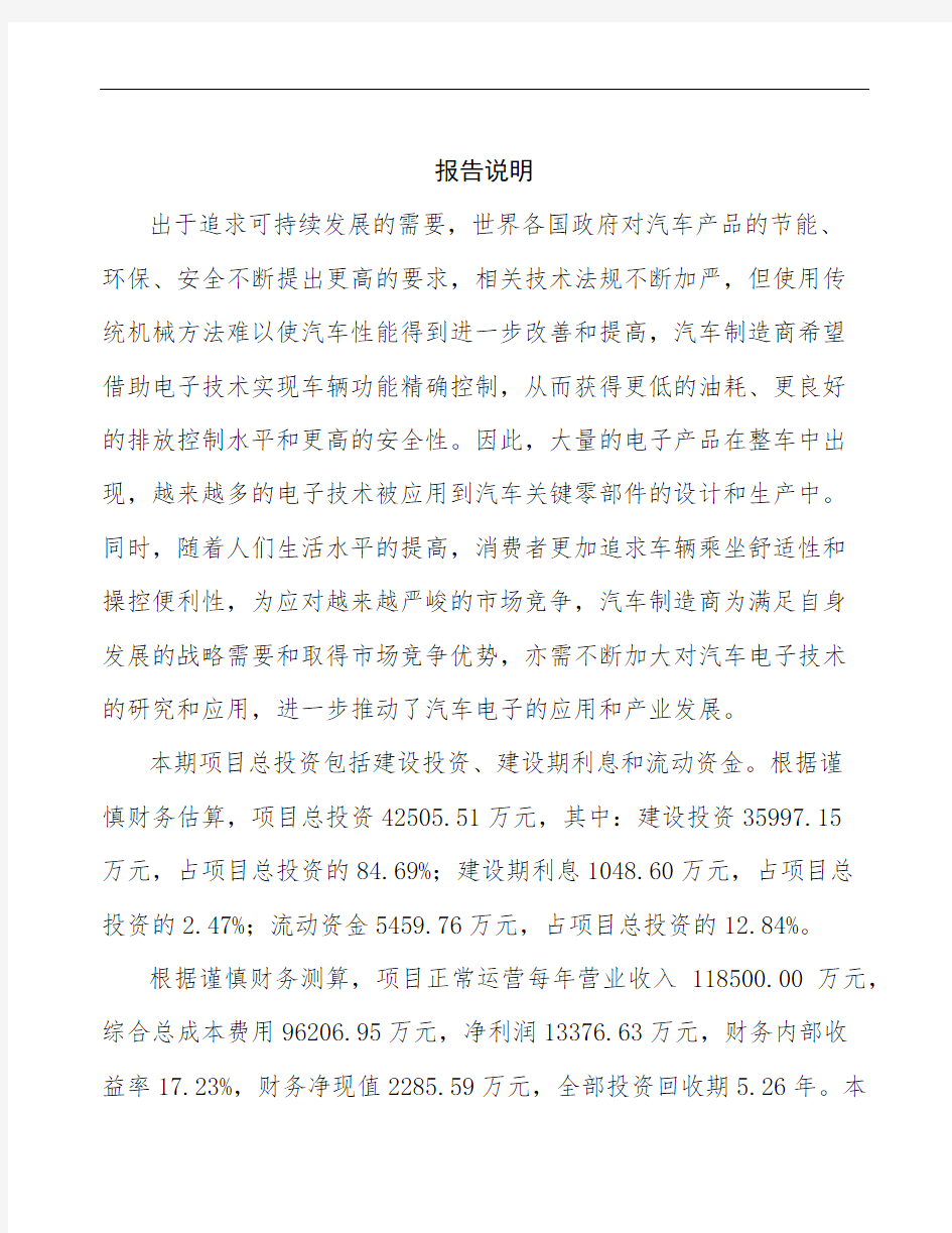 深圳汽车电子项目建议书
