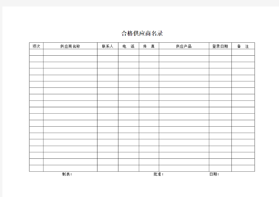 合格供应商名录