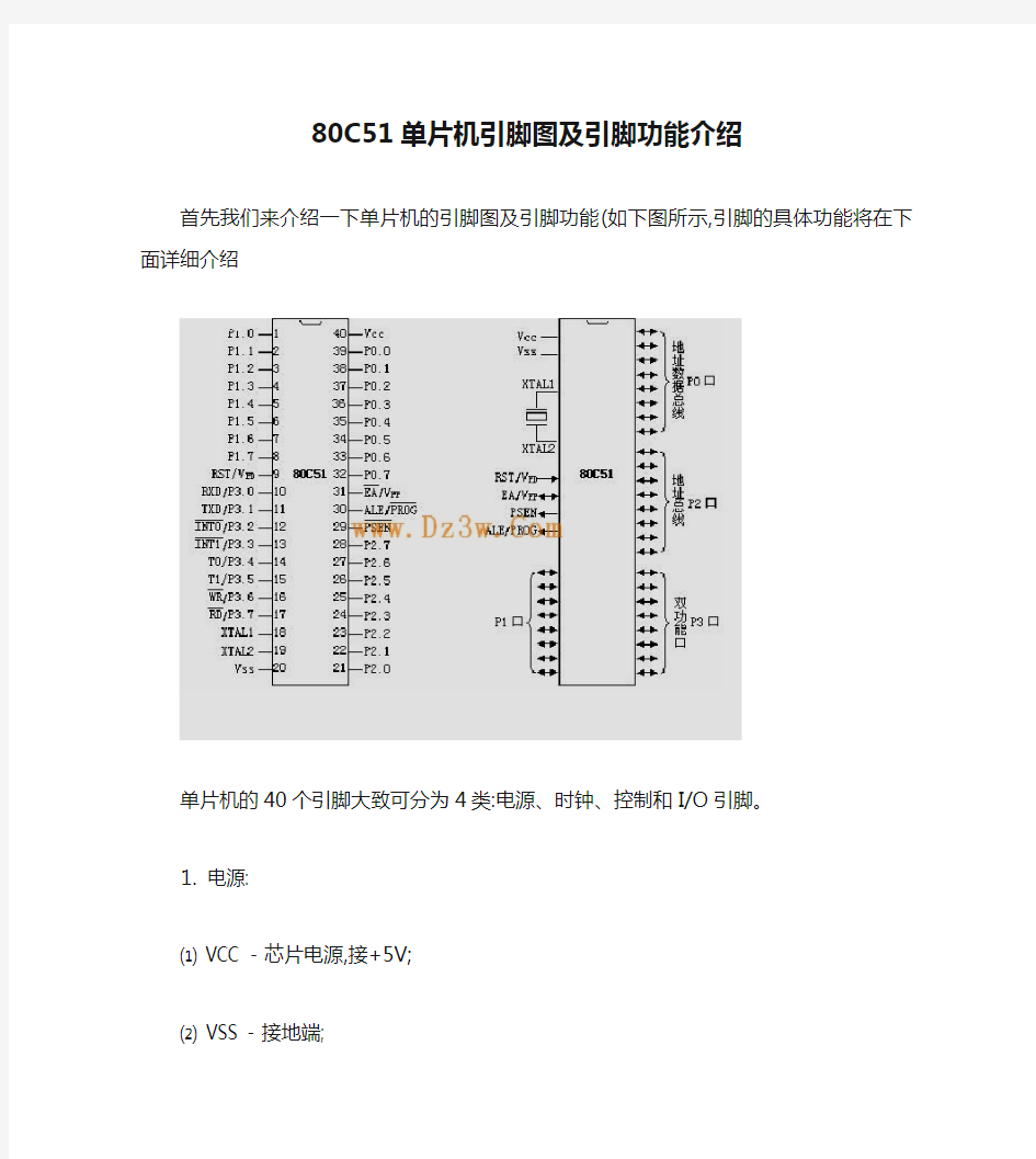 80C51单片机引脚图及引脚功能介绍.