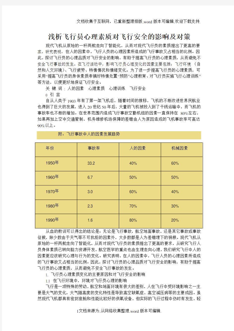 浅析飞行员心理素质对飞行安全的影响及对策