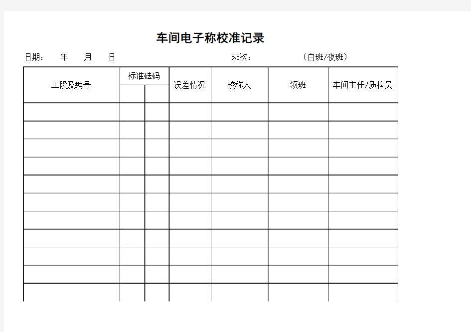 车间电子称校准记录