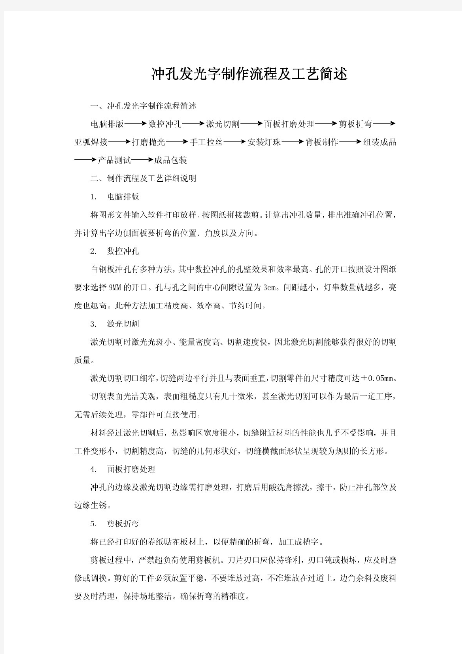 不锈钢冲孔发光字制作流程及工艺