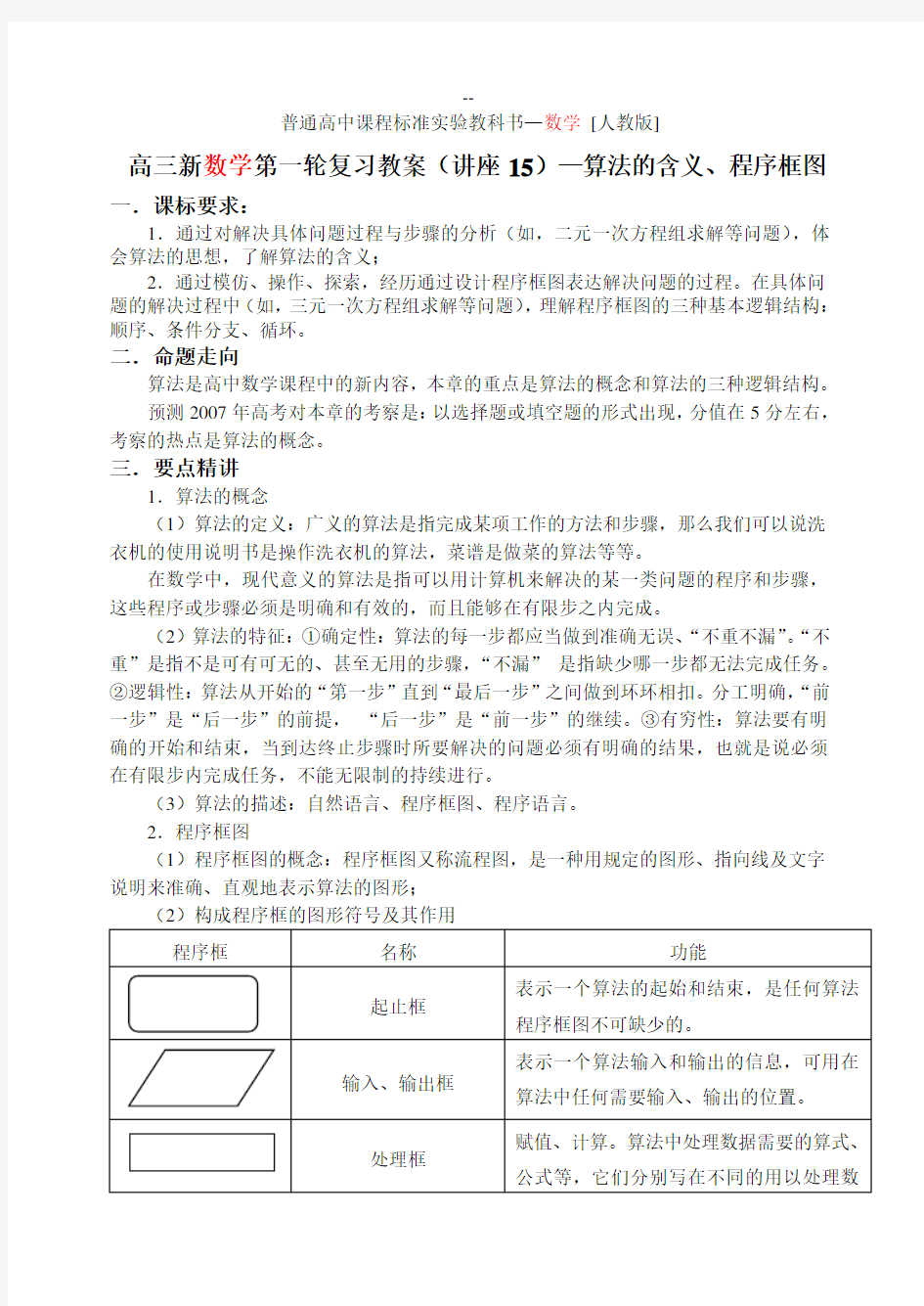 算法的含义、程序框图