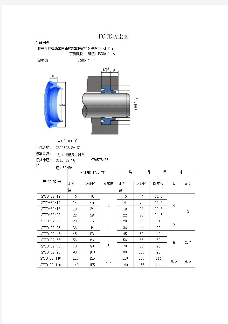 fc形防尘圈(用于往复运动液压油缸活塞杆的密封与防尘)