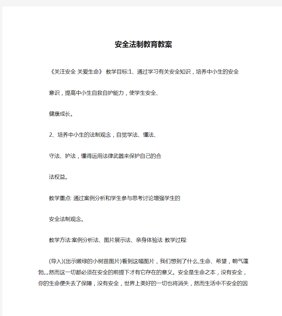 安全法制教育教案