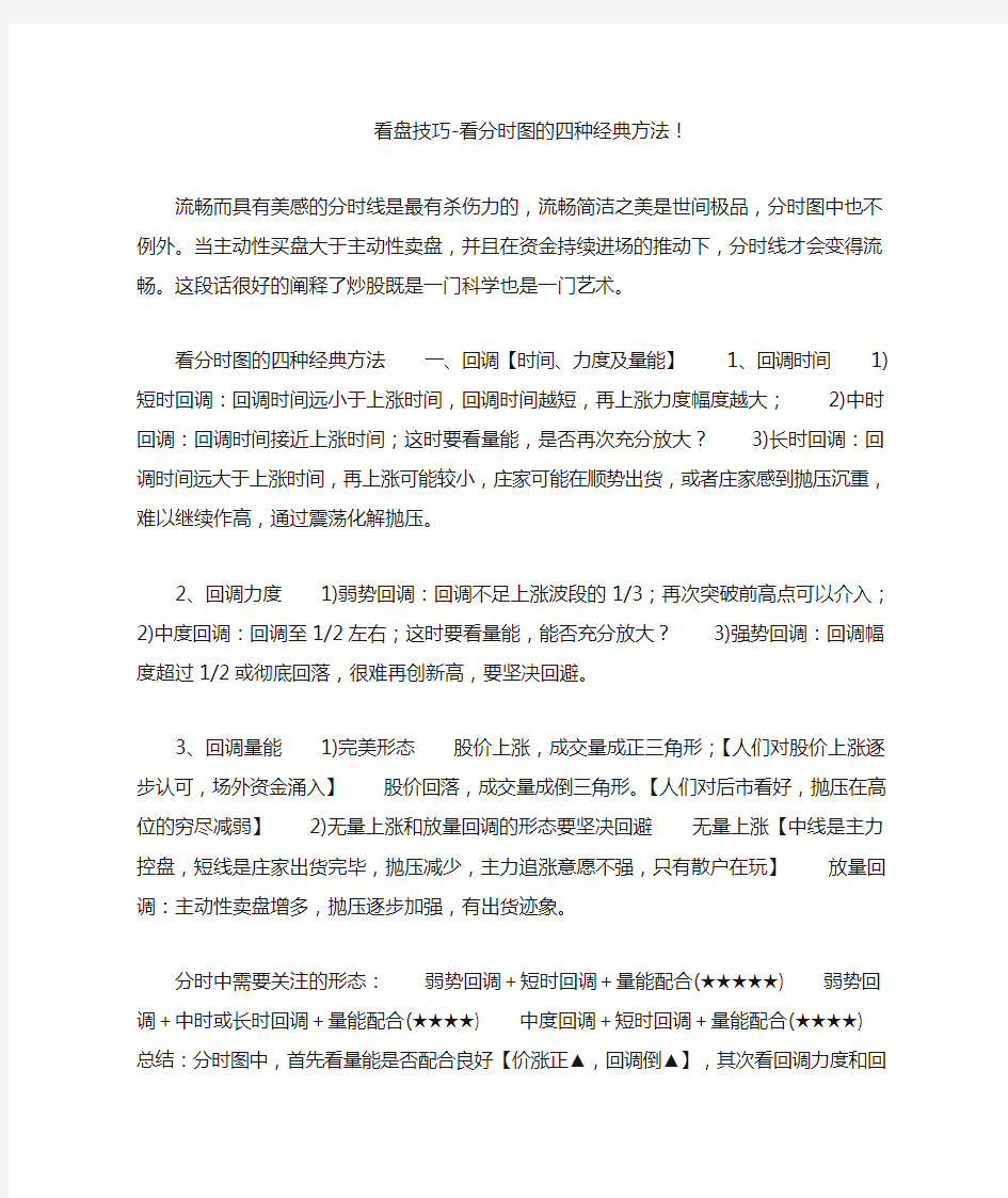 看盘技巧-看分时图的四种经典方法