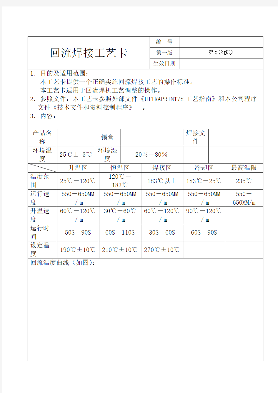 回流焊接工艺卡