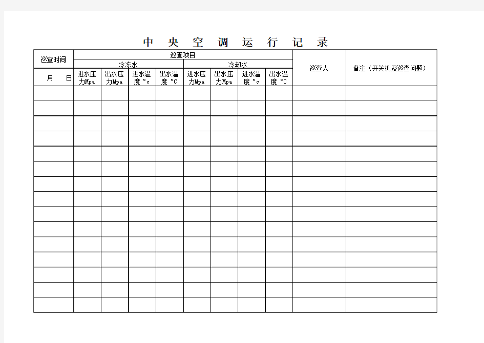 中央空调运行记录