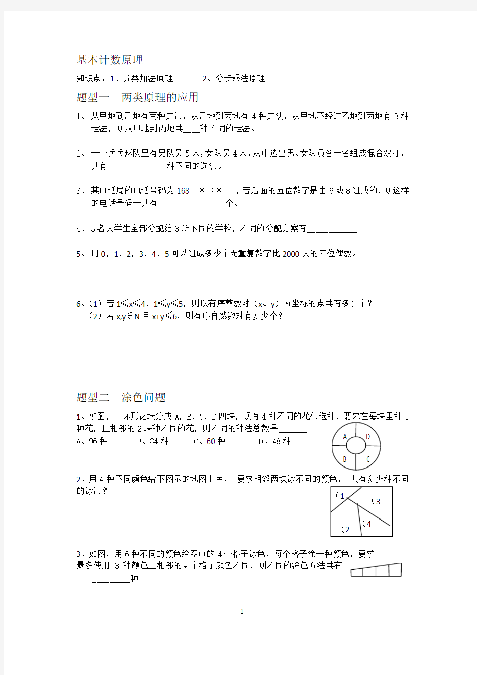 计数原理和排列典型题