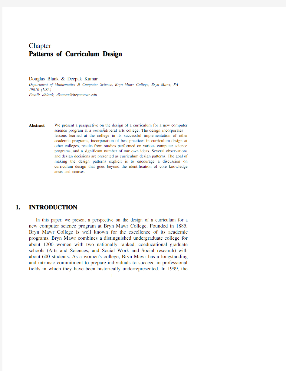 Chapter Patterns of Curriculum Design