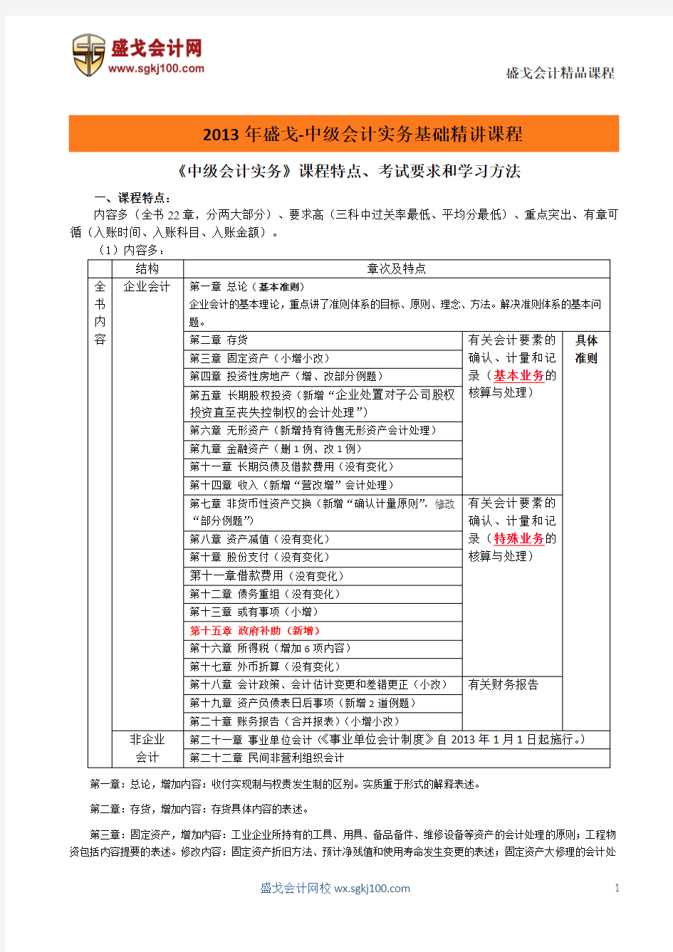 2013年中级会计实务课程公开课讲义免费下载