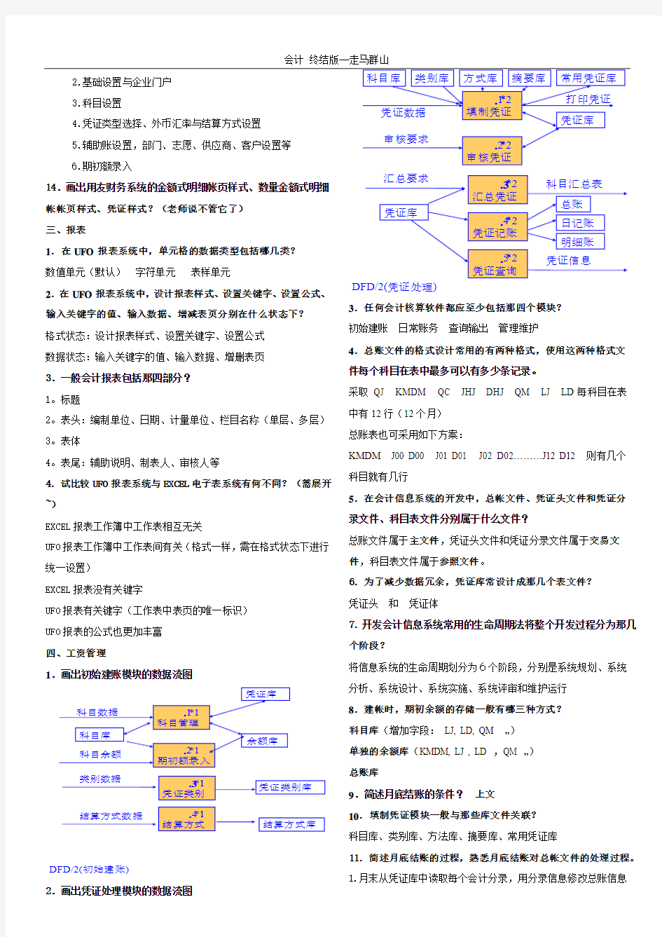 会计信息系统复习资料