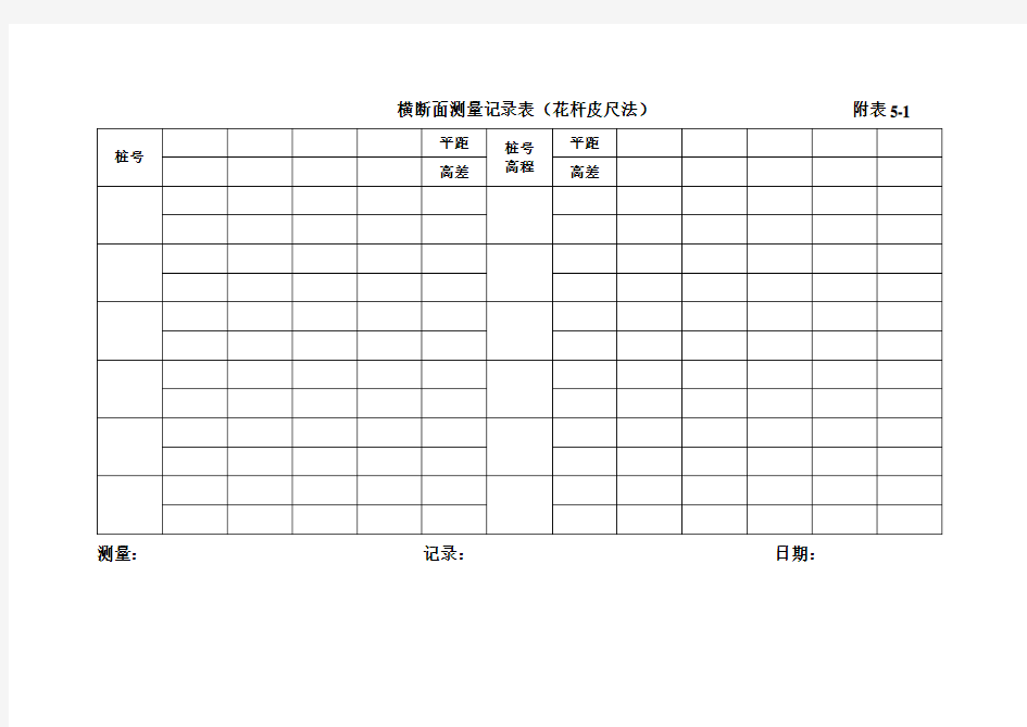 横断面测量记录表