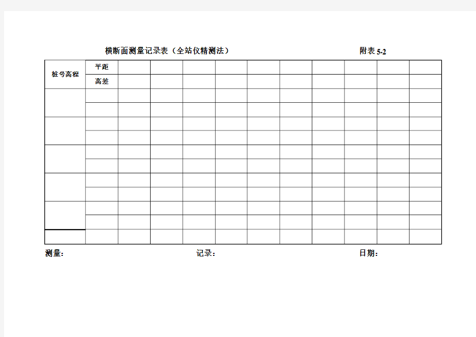 横断面测量记录表