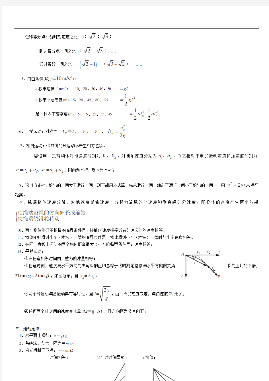 高考物理“二级结论”及常见模型