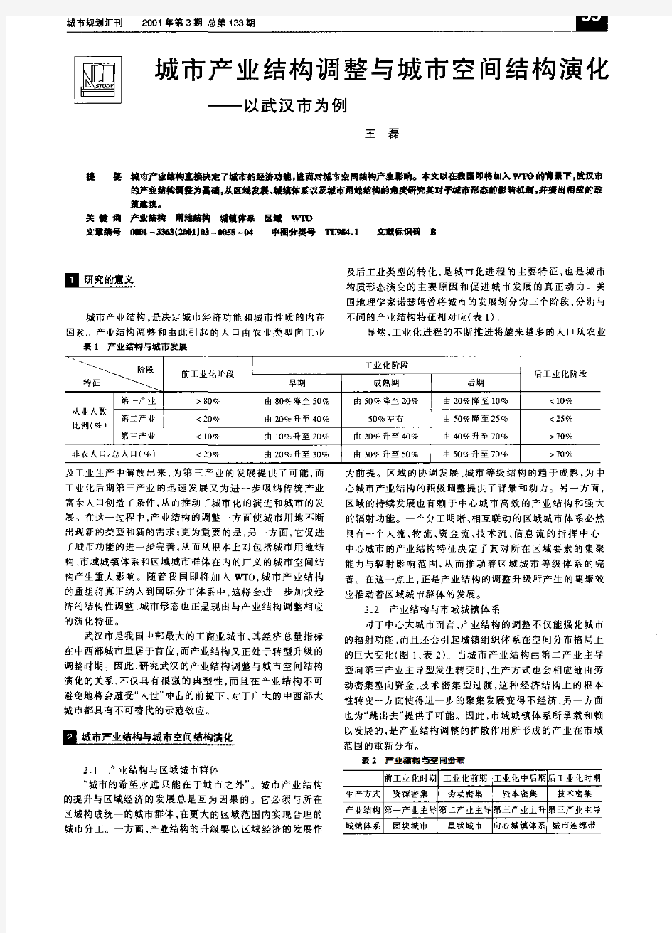 城市产业结构调整与城市空间结构演化