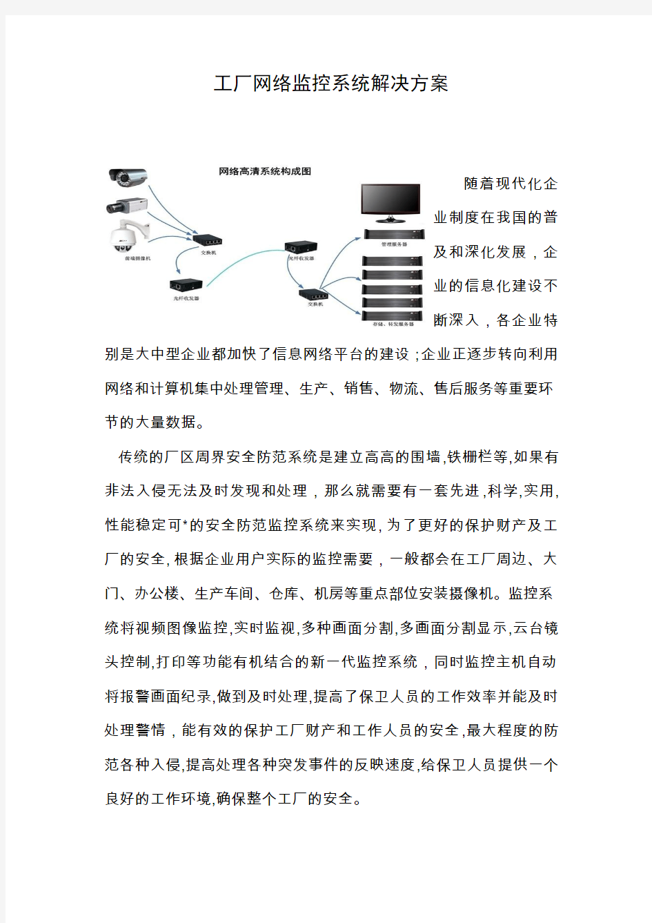 工厂网络监控系统解决方案