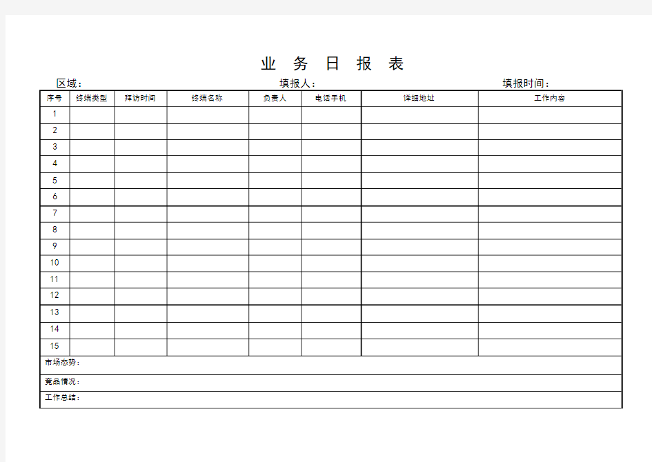 业务日报表