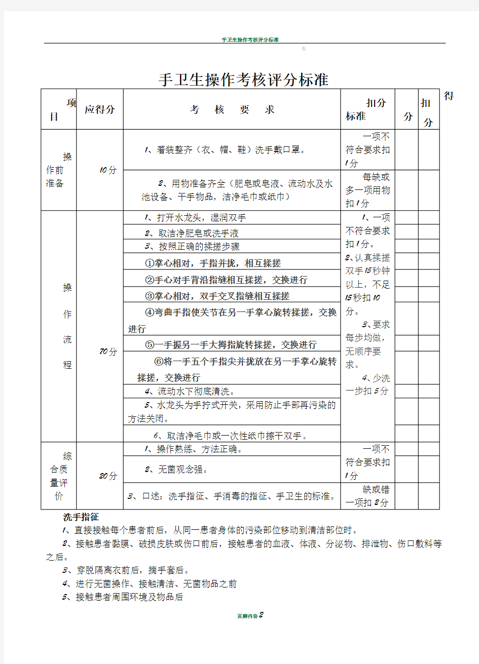 手卫生操作考核评分标准02463