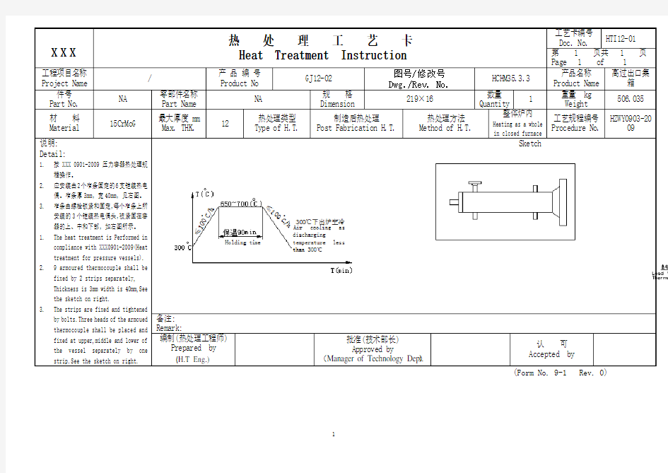 ASME 热处理工艺卡(模拟)word.doc