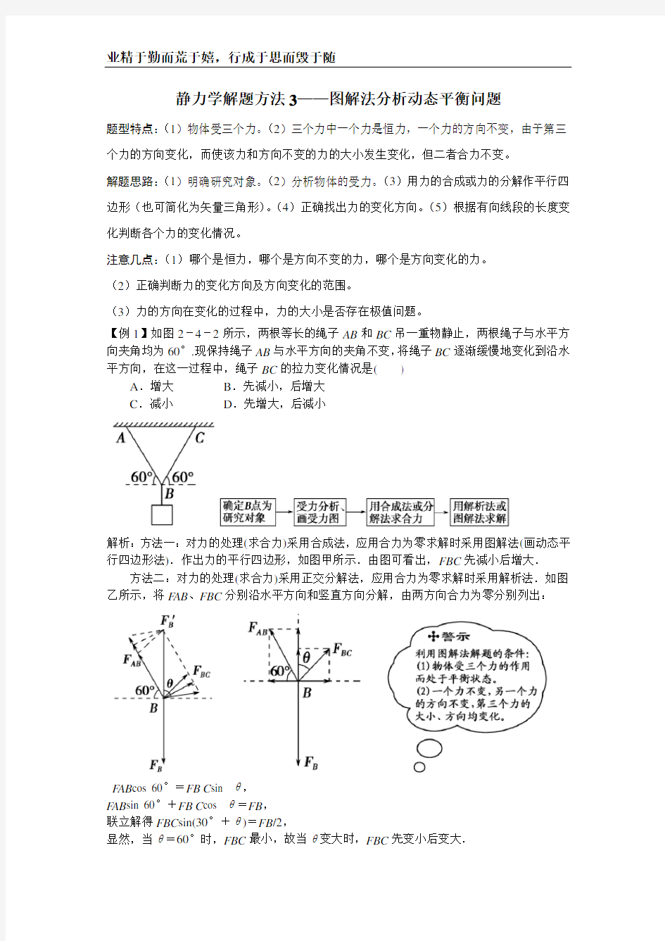 (完整word版)高中物理力学图解动态平衡