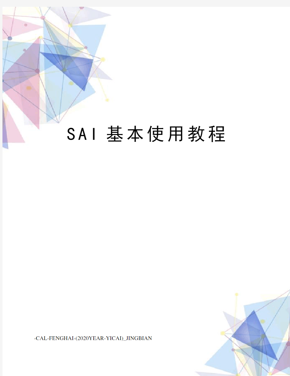 SAI基本使用教程