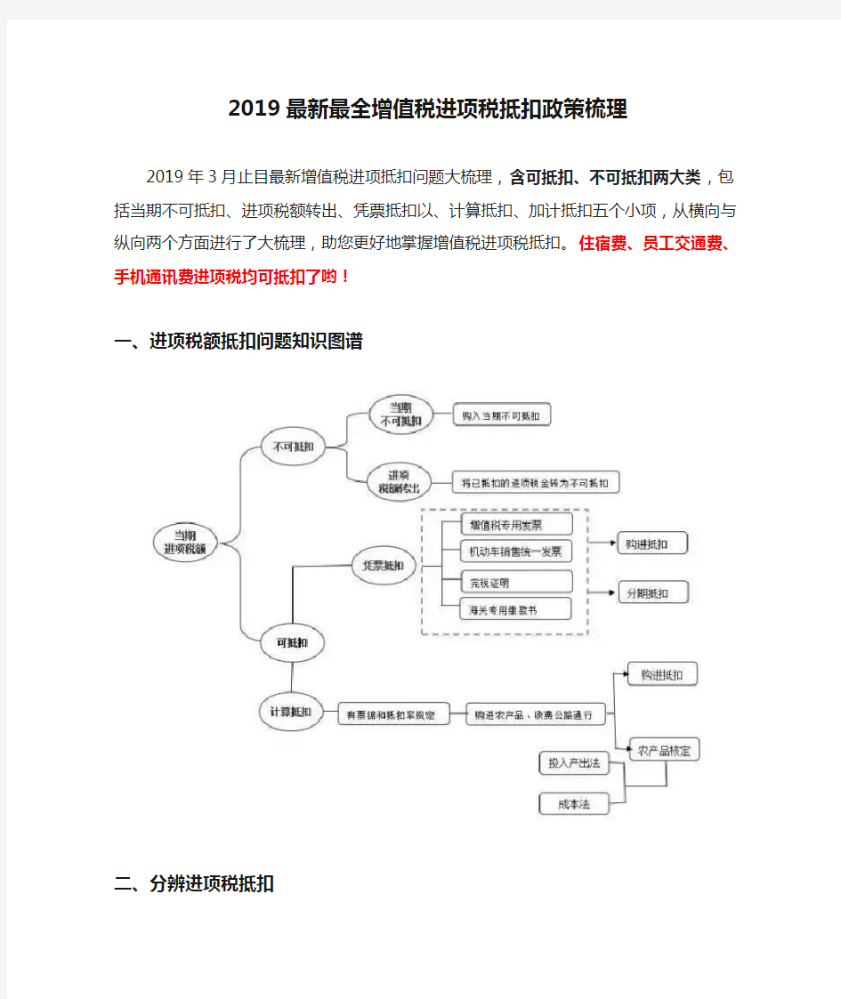 2019最新最全增值税进项税抵扣政策梳理