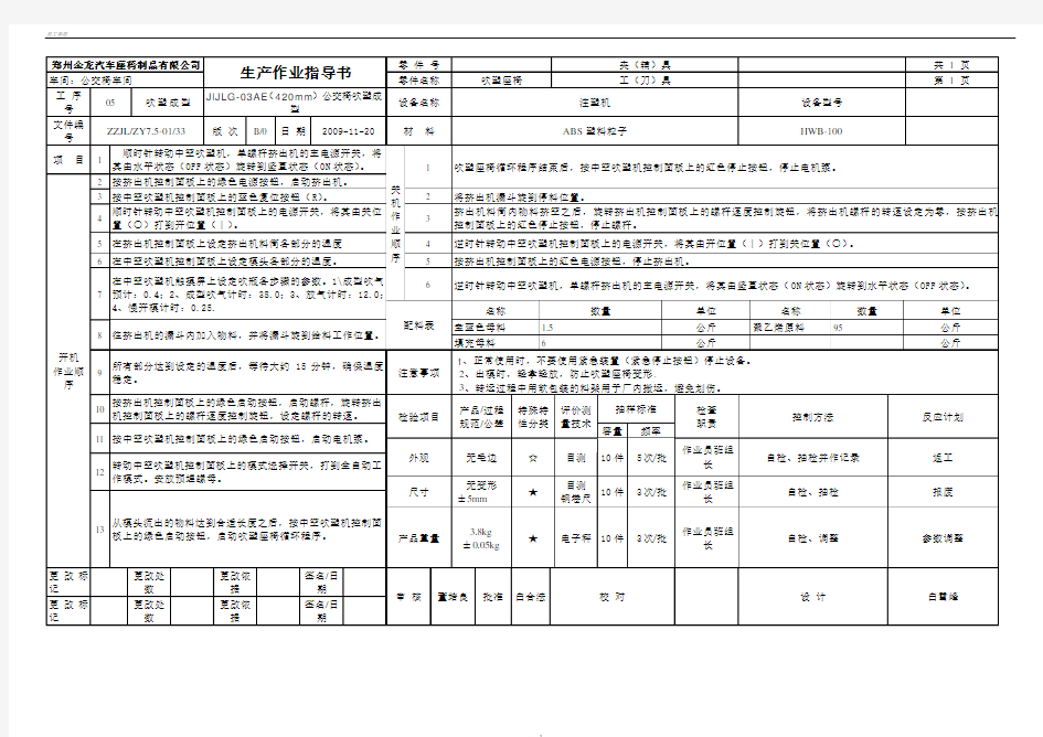 吹塑成型生产作业指导书