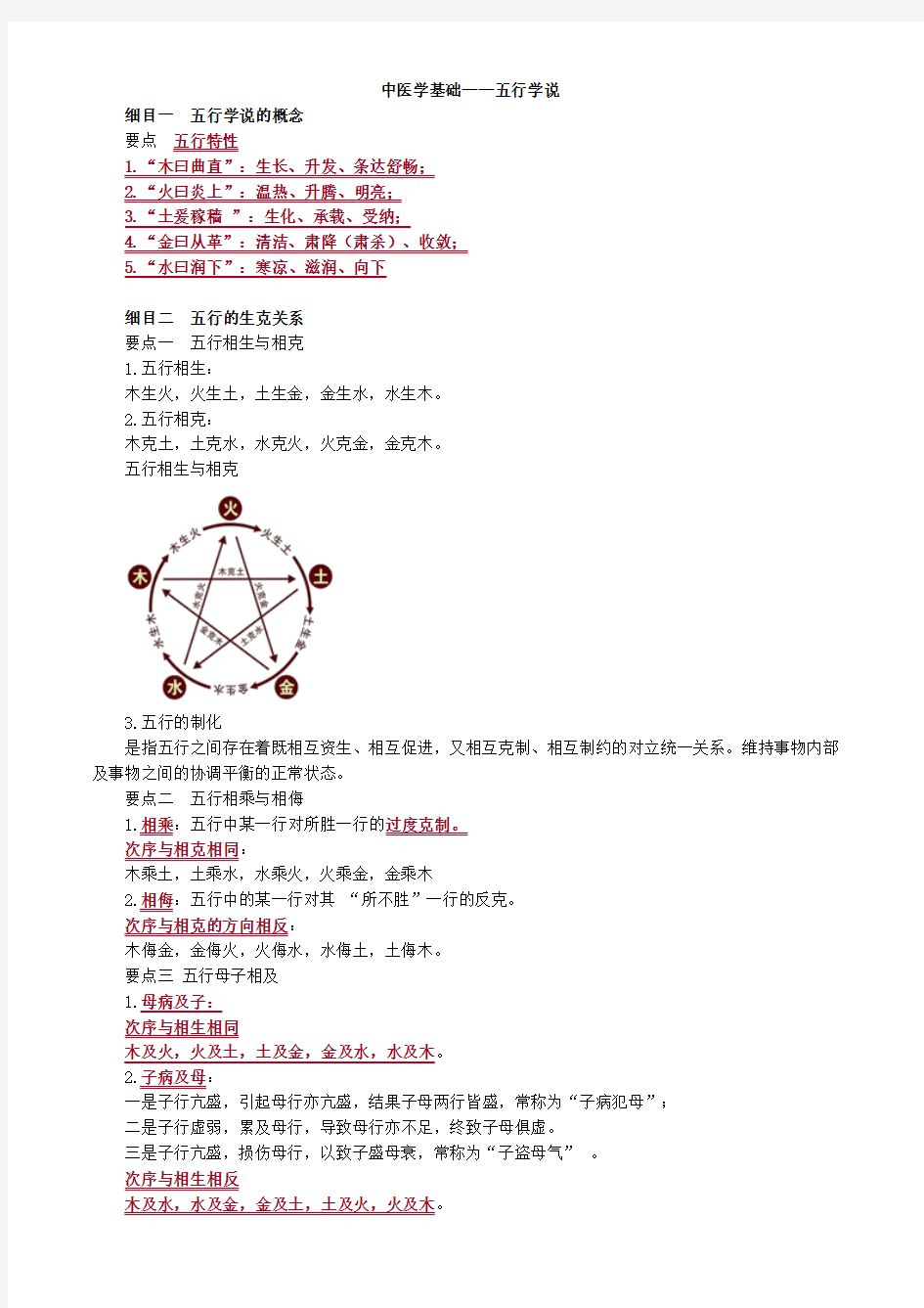 中医学基础——五行学说