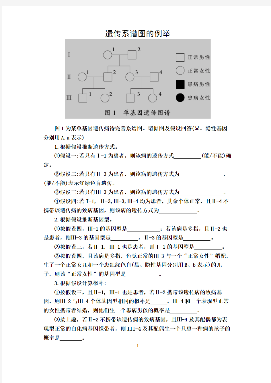 遗传系谱图的例举1