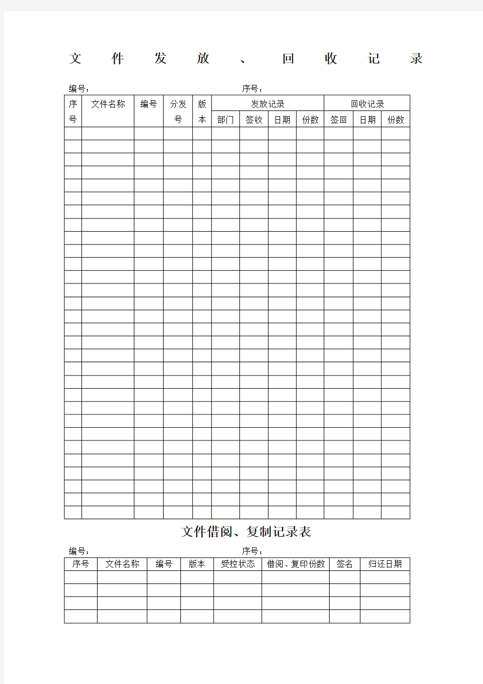 质量管理体系全套表格