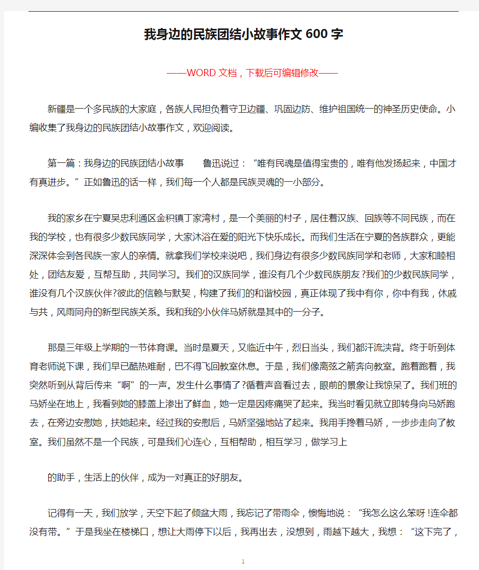 我身边的民族团结小故事作文600字