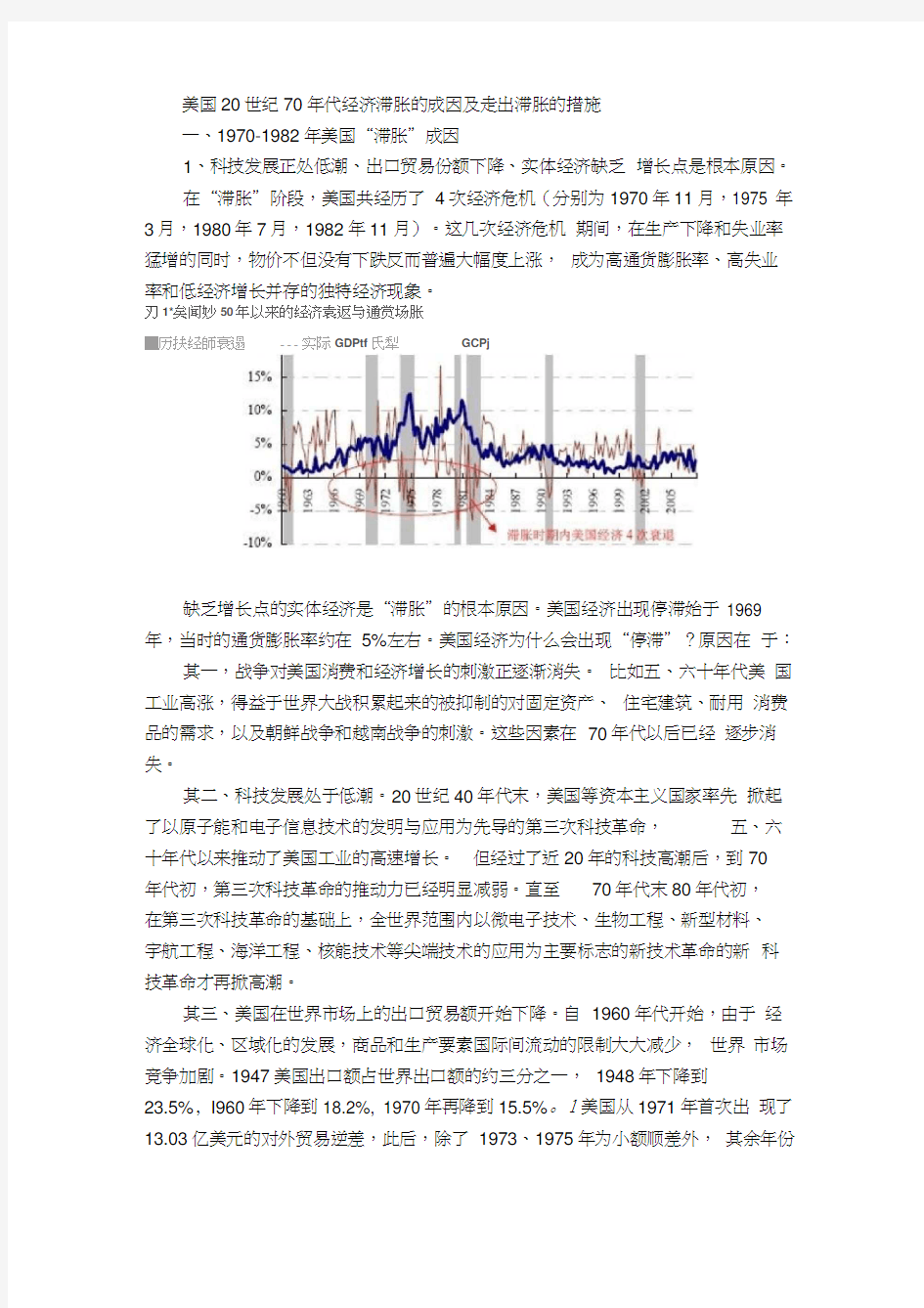 美国20世纪70年代经济滞胀的成因及走出滞胀的措施