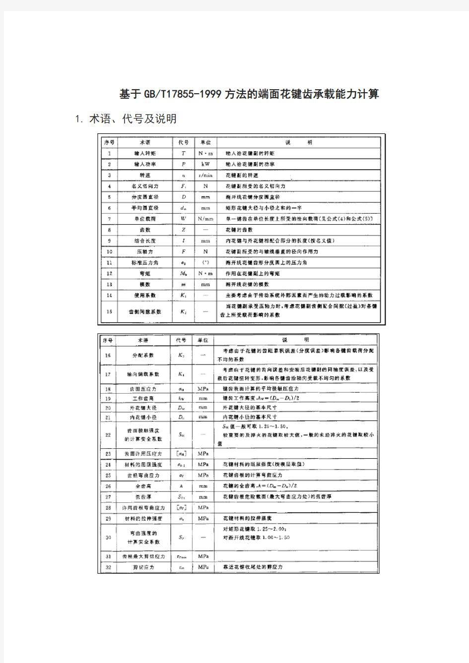 渐开线花键计算说明