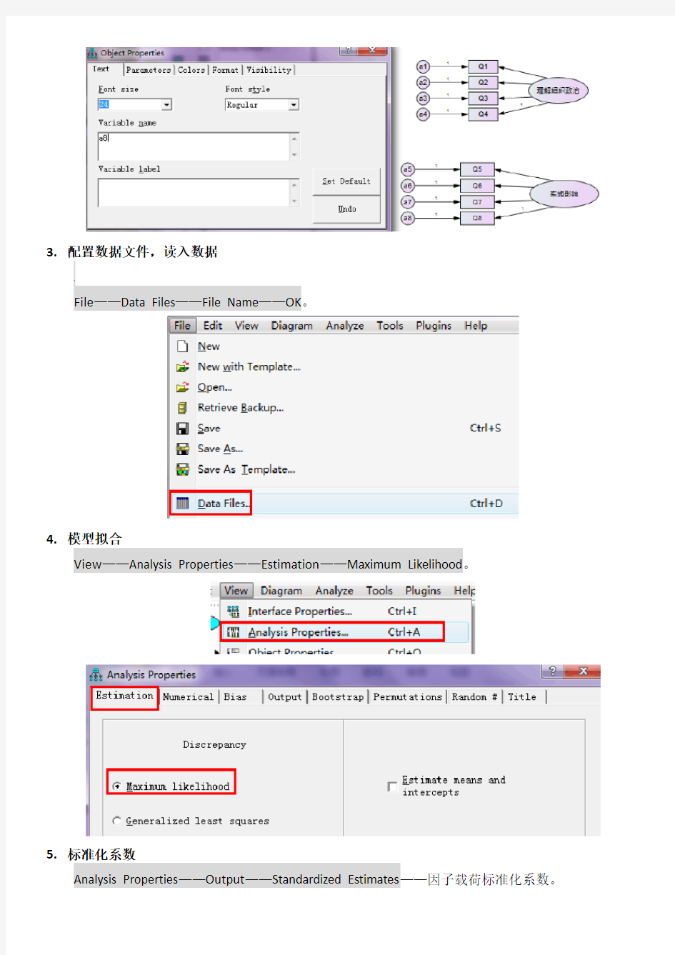 AMOS 结构方程模型分析