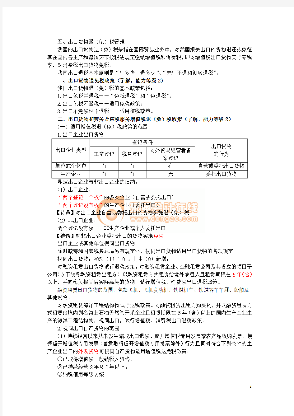 2015年东奥刘颖税法基础班(出口退税)讲解