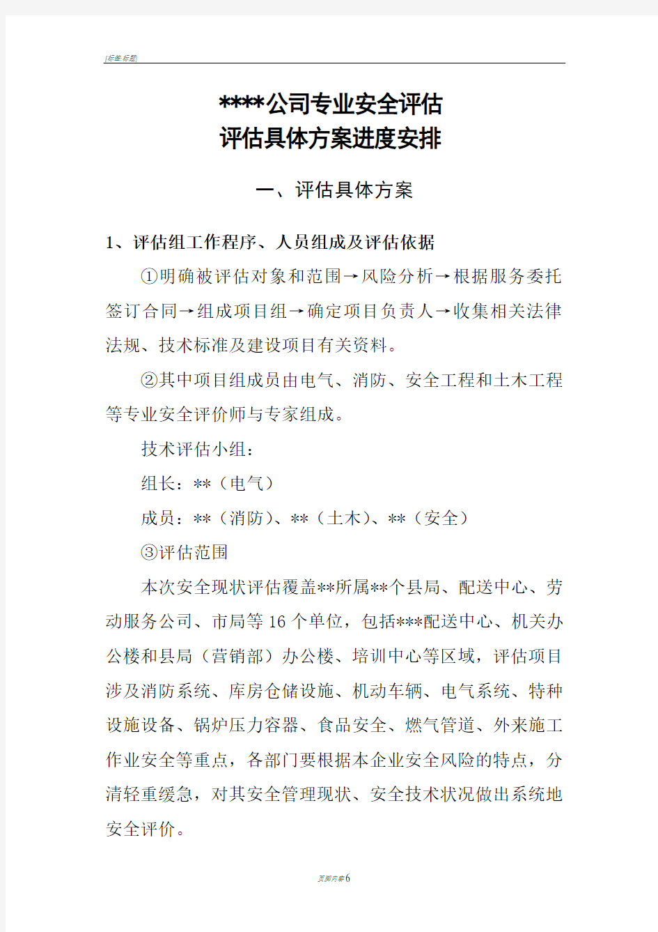 公司安全评估方案(评估机构)