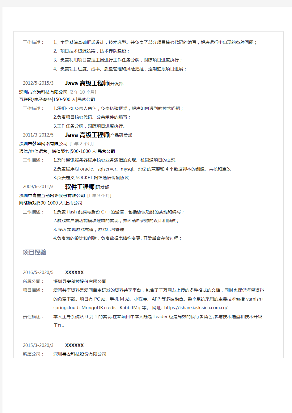 Java软件开发工程师简历模板