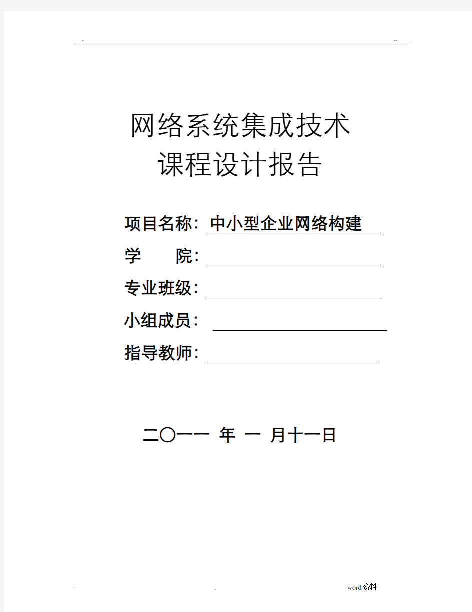 网络规划与系统集成课程设计报告