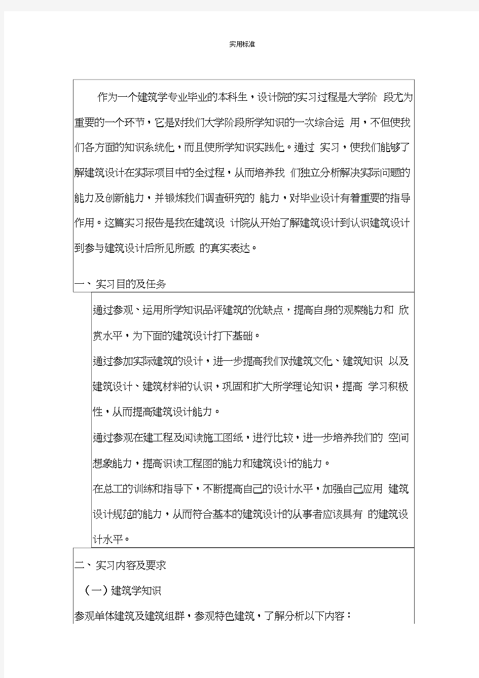 建筑学毕业设计院实习报告材料